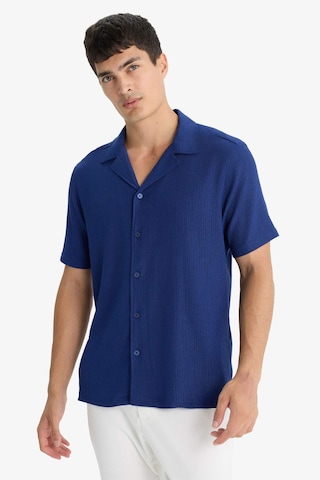 Defacto Modern Fit Polo Yaka Penye Kısa Kollu Gömlek C4125ax25smbe753 Mavi
