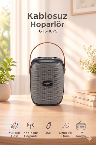 Bluetooth Hoparlör Rgb Işıklı Fm Radyo Kablosuz Taşınabilir Speaker Gts-1679