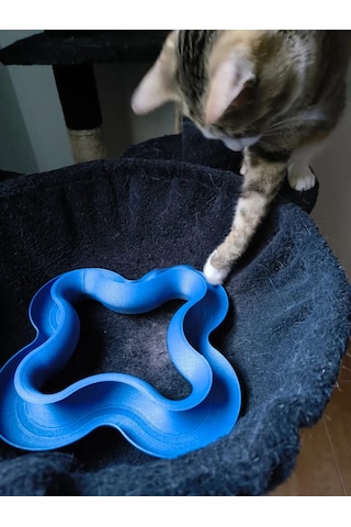 Buradabulabilirsin 3d Baskı Dalgalı Toplu Kedi Oyuncağı Parkur Etkileşimli Kedi Zeka Oyuncağı Mavi Bbz