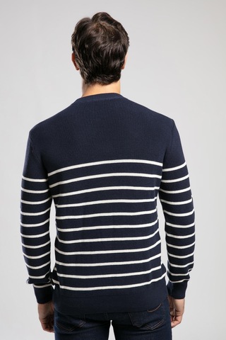 Baldwin Erkek O Yaka Kazak Lacivert-ekru Çizgili-21058 Lacivert - Ekru