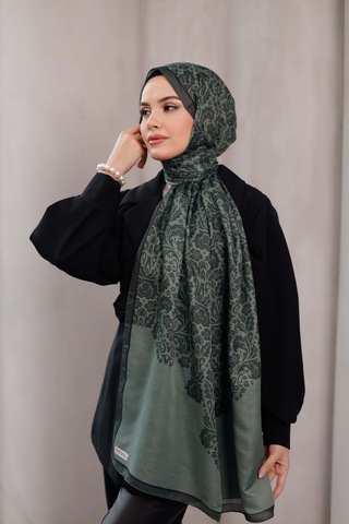 Mimiyum Nevra Desen Soft Şal Dumanlı Yeşil