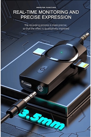 Daytona K9-C1 Wireless 3 IN 1 Kablosuz Type-C Lightning 3.5 MM Jak Tekli Yaka Mikrofonu Siyah