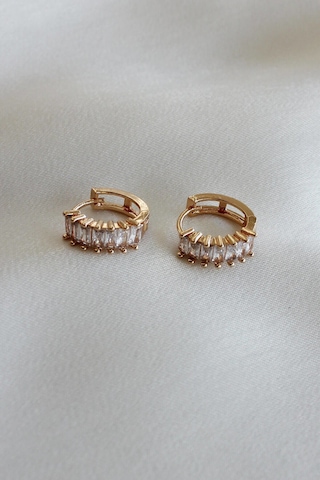 Niki Aksesuar Baget Zirkon Taşlı Gold Küpe Gold