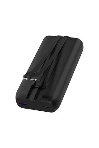 22.5w Pd 20.000mah Dahili Kablolu Ve Hızlı Şarjlı Powerbank, Snapron, Snp-3013, siyah