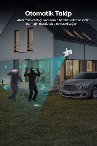 2k Çift Lensli Full Hd Kablosuz Güvenlik,ptz Otomatik Takip İle İç Ve Dış Mekan İçin Wifi Kamera,