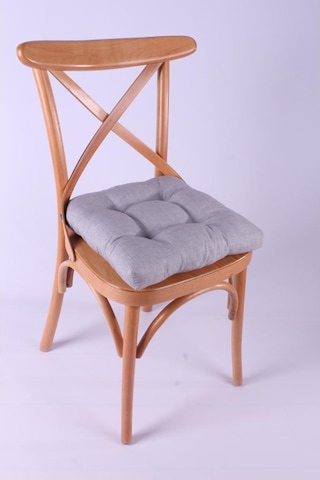 Altınpamuk Altınpamuk Lina Pofidik Gri Sandalye Minderi Özel Dikişli Bağcıkl