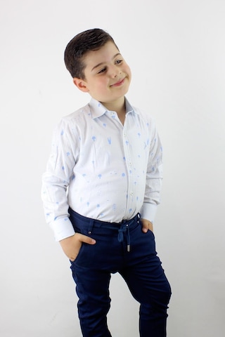 Doctor Junior Erkek Çocuk Katlanır Kollu Slim Fit Gömlek Mavi