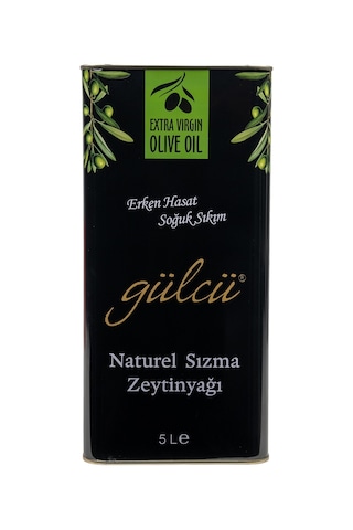 Gülcü Erken Hasat Soğuk Sıkım Natural Sızma Zeytinyağı Teneke 5 L