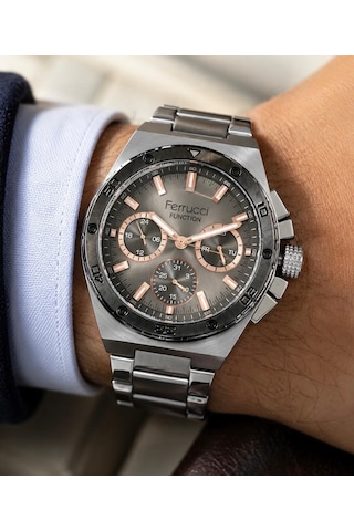 Ferrucci Fc71048 Gümüş Renk Spor Model Full Fonksiyonlu Yeni Sezon Çelik Erkek Kol Saati