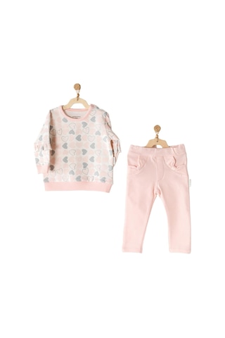Andywawa Kız Bebek Kalp Temalı Pembe Alt Üst Bebek Takım Ac23250 001
