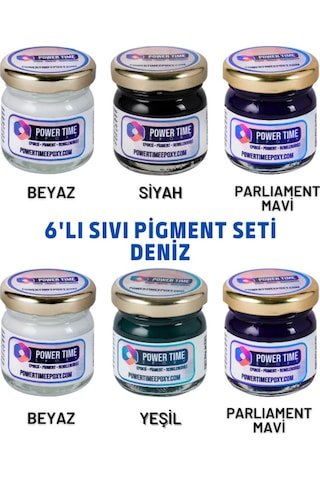 6'lı Opak & Transparan Sıvı Pigment Boya Seti / Epoksi Için Deniz Seti / 6 Adet Epoksi Boyası