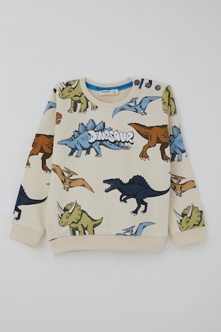 Breeze Erkek Çocuk Eşofman Takımı Kükreyen Güçlü Dinozorlar Desenli 1.5-5 Yaş, Krem Krem