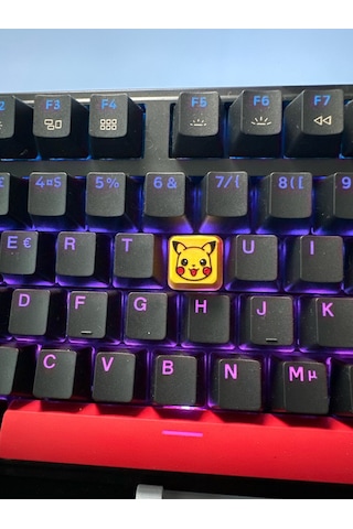 2 Adet Pokemon Pikachu Sevimli Sarı Elektrikli Anime Karakteri Yüzü Mekanik Klavye Tuşu Aksesuar