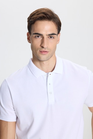 Ac&Co / Altınyıldız Classics Erkek Beyaz-beyaz Pamuklu Slim Fit Dar Kesim Polo Yaka Tişört