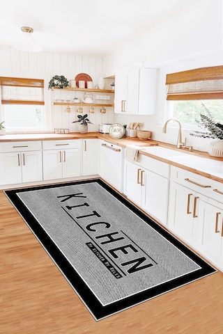 West Home Dijital Baskı Yıkanabilir Kaymaz Taban Leke Tutmaz Mutfak Halısı Salon Halısı Ve Yolluk Wh 561 Grey
