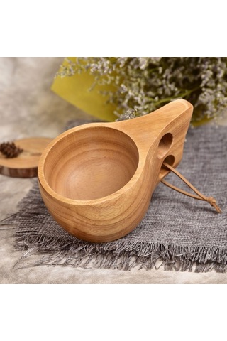 Sones El Yapımı Ahşap Sofra Takımı Yeşil Ahşap Bardak, Kapasite: 101-200ml