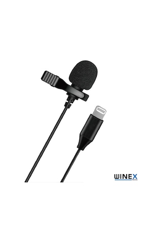 Winex Apple Uyumlu iPhone Lightning Port Yaka Mikrofonu Siyah