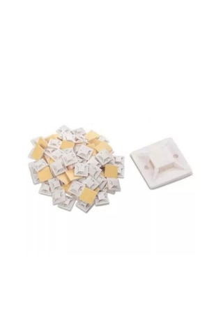 Yapışkanlı Kroşe Ve Kablo Bağı Seti 200 Adet 19x19 Kroşe + 10cm Beyaz Kablo Bağı Kablo Sabitleme Aparatı 10cm - 200'lü