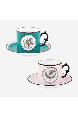 Mavi Pembe Porselen Çay Fincan Seti 225 Ml