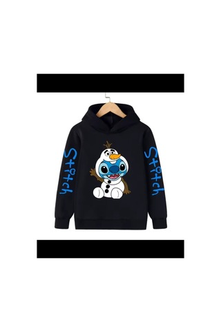 Magors Stil-x Baskılı Çocuk Sweatshırt Kapüşonlu, Unısex , 3 İplik Şardonlu Siyah-3