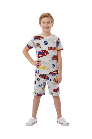 New Kids Araba Baskı Erkek Çocuk Şortlu Takım2-91146 Gri