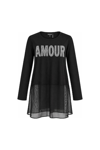Bb Butik Basic Amour Taş Baskılı Tül Detaylı Uzun Kollu Bluz Fk3535 siyah