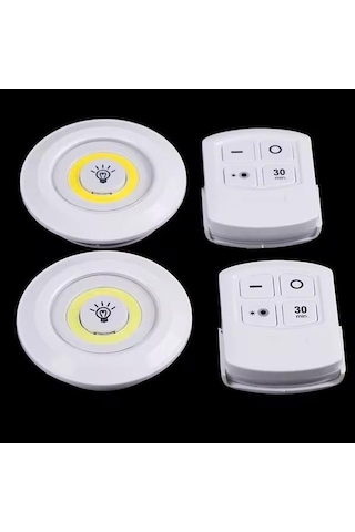 Led Lamba 3'lü Uzaktan Kumandalı Yapışkanlı Beyaz Işık Sarı 89815983