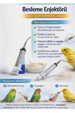 Elle Besleme Aparatı 2 No Yavru Kuş Güvenli Besleme Eğimli Paslanmaz Çelik
