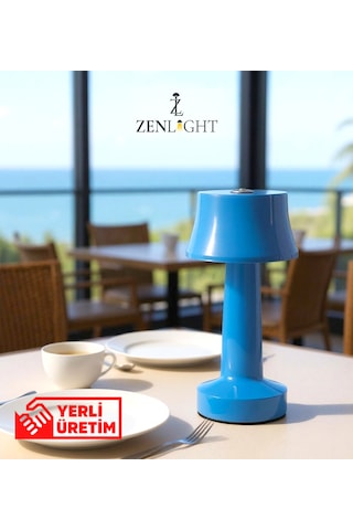 Zenlight Metal Dokunmatik Şarjlı Masa Lambası 320-3 Mavi