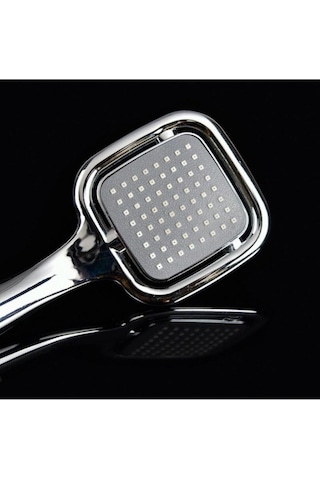 Krom Kare Duş Başlığı Mafsal Ve Duş Hortumu Seti Gri