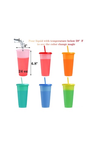 Skycity 10 Adet Renk Değiştiren 24 Oz Sürahile Ve Kapaklı Plastik Bardaklar - Soğuk İçecekler İçin Sızıntısız, Yaz Partileri Ve Toplantılar İçin Çok Renkli Büyük Boy Kupa Seti Diğer