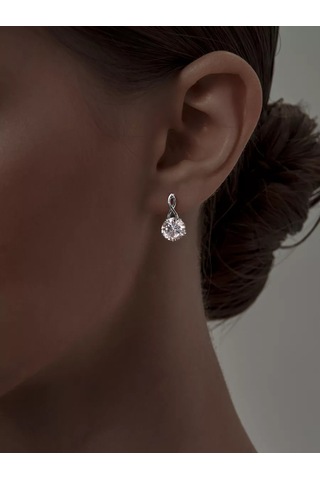 Asj Taşlı Gümüş Küpeler 925 Ayar Gümüş 227221753 beyaz