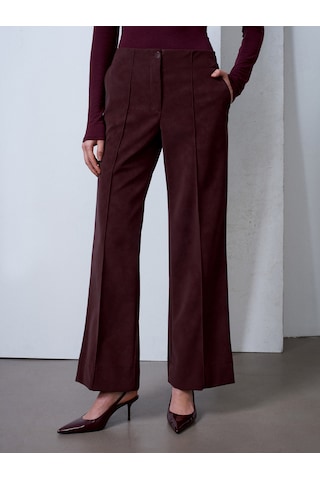 Dilvin 72252 Dikiş Detaylı Süet Görünümlü Pantolon-bordo Bordo