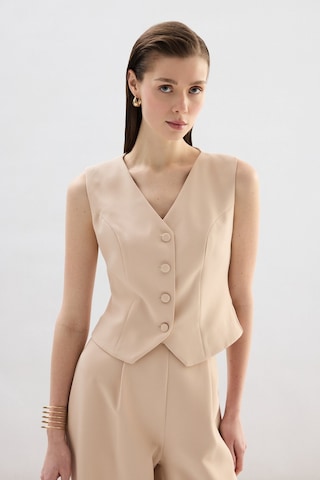 Sateen Klasik Kısa Yelek - Bej-136836 Bej