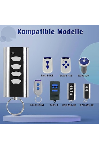 Entrematic Rcu 433-4k, Rcu 433-2k, Ea433 2km, 433.92 İçin Uzaktan Kumanda Değişken Kodlu Garaj Uzaktan Kumandası 1 Adet