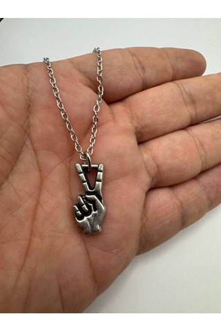 Barış Peace El Figürlü Unisex Kolye Sevgi, Umut Ve Özgürlük Simgesi Çok renkli