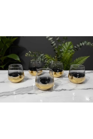 Çnr Home Collection Lav Titanyum Gold Kisa Bardak Gold