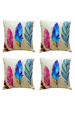 Modern Tarz Dijital Baskılı 4 Lü Dekoratif Kırlent Kılıfı Seti 43x43 Cm Şık Ve Renkli Tasarımlar Sarı