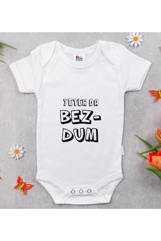 Bk Kids Bezdum Tasarımlı Beyaz Bebek Body Zıbın-3 Çok Renkli