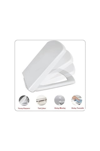 NKP Sedef Kare Yavaş Kapanır Klozet Kapağı