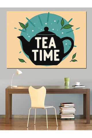 Çay Zamanı Vintage Tasarım Dekoratif Kanvas - Mdf Ahşap Tablo