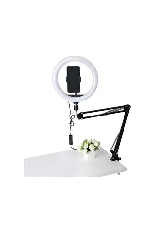 10 İnç Ring Light Masaüstü Kelepçeli Kol / 3 Işık Modu, 10 Parlaklık Seviyesi, Usb Güçlü Led Canlı Yayın Iş