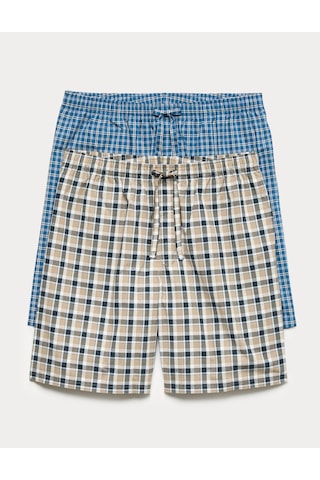 Marks & Spencer 2'li Pijama Şortu Mavi Mix