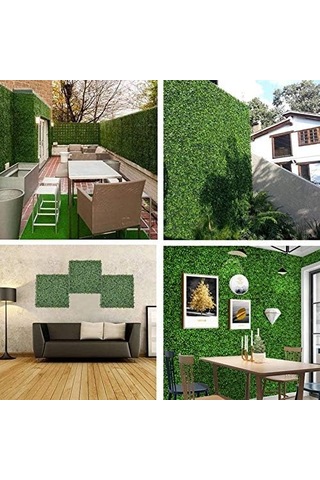 Yapay Şimşir Panelleri 12 Parça, Sahte Çit Duvar Zemini, Yapay Çim Duvarı, Dış Mekan, Balkon, Bahçe Çiti Ve Duvar Dekoru İçin Yeşil Şimşir Duvar Halısı Diğer