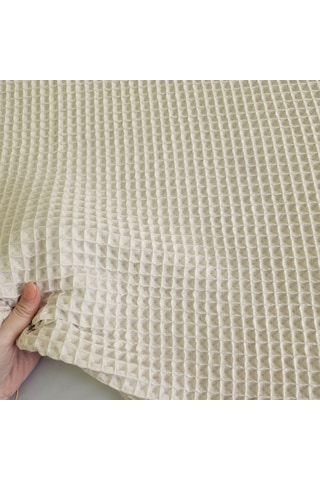 Büyük Kareli Waffle Pike Bornozluk Kumaş 100% Pamuk Bw-02 Bej
