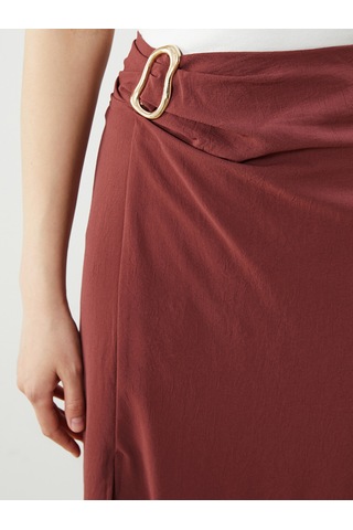 Lcwaıkıkı Classic Bordo Beli Fermuarlı Dar Fit Etek