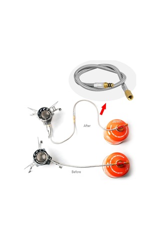 Symbee Kamp Isıtkısı Uzatma Hortumu 44cm - Kauçuk & 43 Çelik Tel Malzeme - Kullanıma Pratik Gümüş