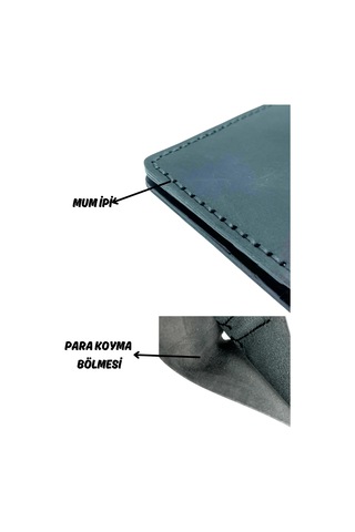 El Yapımı Hakiki Deri Premium Cüzdan Siyah Geniş Model Siyah