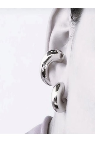 Chunky Earcuff Bombeli Earcuff Silver Renk Renkli