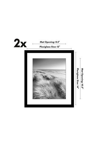 12x14 Resim Çerçevesi 2 İnç Siyah Set - Mat İle 9x11 Resim Çerçevesi Veya 12x14 Matsız Çerçeve Olarak Kullanın - Yatay Veya Dikey Ekran İçin Pleksiglas Kapaklı Kolaj Resim Çerçeveleri